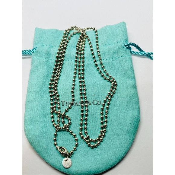 Tiffany & Co. 925 Silver 2.5mm Bead 34" Necklace Extra Long Mint Condition - Picture 1 of 9